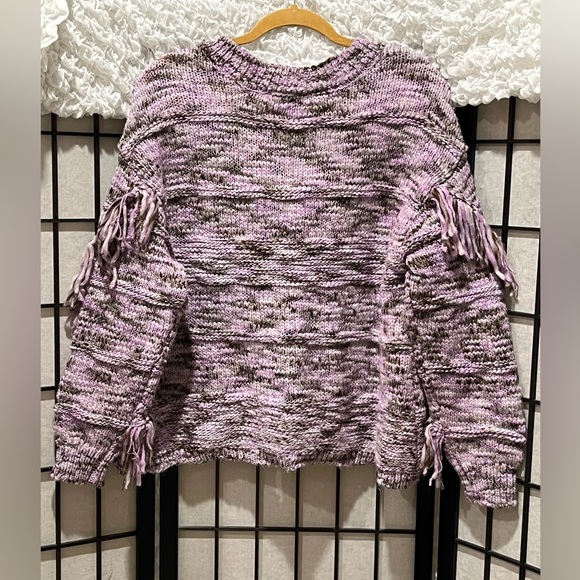 JESSICA SIMPSON Aamina Purple Knit Cardigan with Fringe, PLUS SIZE 2X - Picture 7 of 11